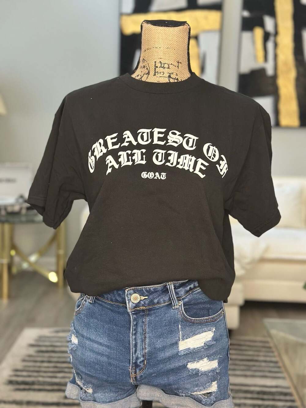 Greatest of All Time Graphic T Shirt Black Small